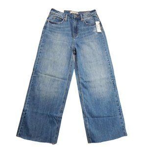 PacSun Womens High Rise Wide Leg  Cut Off Denim Jeans Size 28